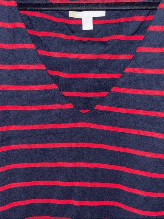 Banana Republic Striped V-Neck Midi Dress, P2P:19-21”, L:36 - Picture 6 of 8